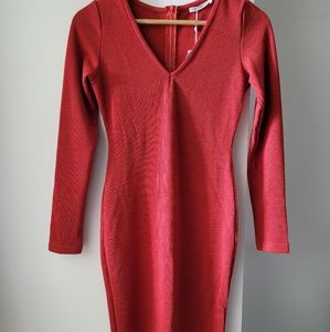 Stacy Red V-neck Split Maxi Dress